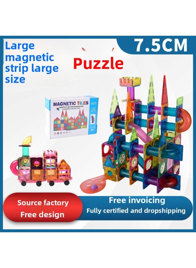 Color Window Magnetic Piece Magnetic Building Blocks Early Education Variety Educational Pipe Ball Building Blocks Set Track Magnetic Piece-Specifications:48 Pieces Of Strong Magnetic Export Color Box  - Image 2