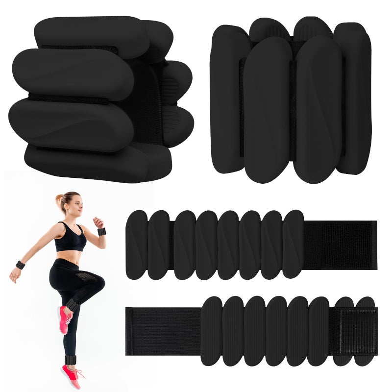Gallia Wrist Weights, 2Pack Wearable Wrist Ankle Weights for Women and Men, Adjustable Silicone Arm and Leg Wrist Bracelets for Walking, Yoga, Pilates and Gym, 2lb (Black) - Image 1