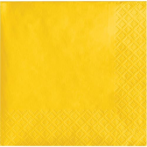 Creative Converting 50Count Touch of Color Paper Beverage Napkins School Bus Yellow 58188 - Image 1