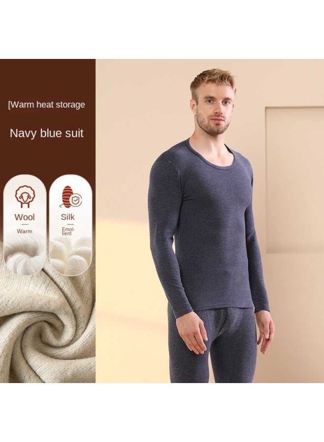 ملابس داخلية حرارية للرجال من كشمير حرير قطن سميك لونغ جونز ملابس شتوية دافئة من الف fleece مجموعة ملابس داخلية ساخنة - Image 1