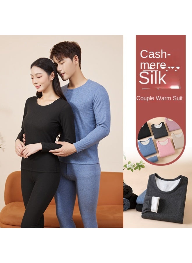 ملابس داخلية حرارية للرجال من كشمير حرير قطن سميك لونغ جونز ملابس شتوية دافئة من الف fleece مجموعة ملابس داخلية ساخنة - Image 3