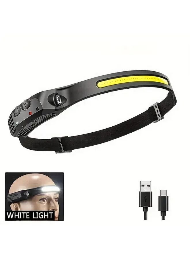 Motion Sensor USB Rechargeable COB LED Headlamp 1pc Outdoor Camping Fishing Light - Image 1