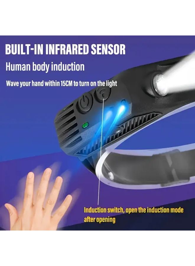 Motion Sensor USB Rechargeable COB LED Headlamp 1pc Outdoor Camping Fishing Light - Image 4