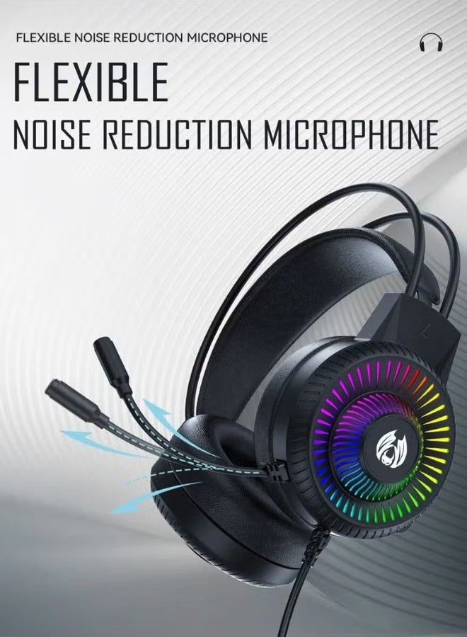 ELTRAZONE Wired RGB Gaming Headset with Noise-Cancelling Microphone, 3.5mm Audio Jack & USB Connection, LED Backlight, Comfortable Ear Cushions – Compatible with PC, PS4, Xbox for an Enhanced Gaming Sound Experience  - Image 3