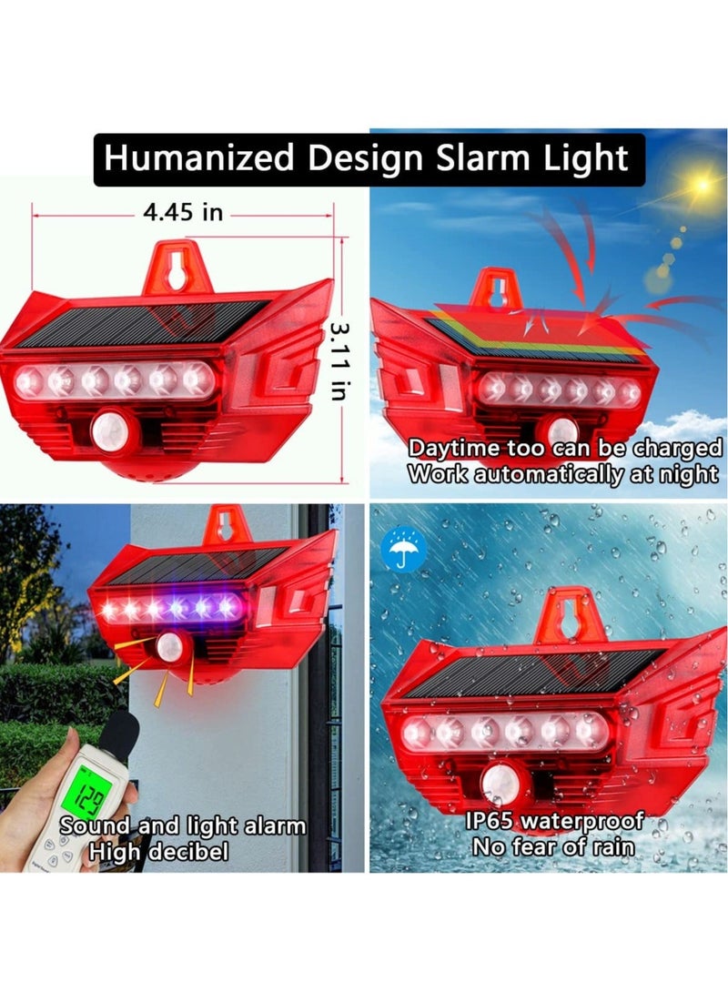 Captaintech Solar Strobe Light, 2PCS Enhanced Outdoor Motion Sensor Alarm with Remote, 4 Mode Motion Flashing Sensor Siren, IP65 Waterproof, 129dB Warning Sound for Home Yard Garage Barn - Image 4