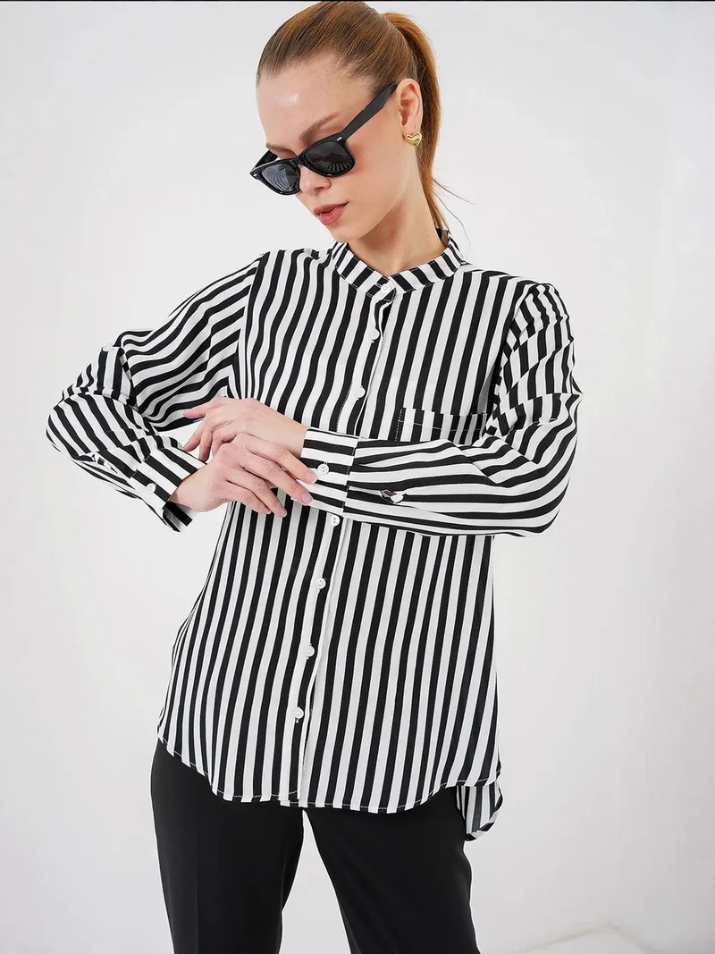BIG DART BDART Striped Button-Up Long Sleeve Shirt with Pocket