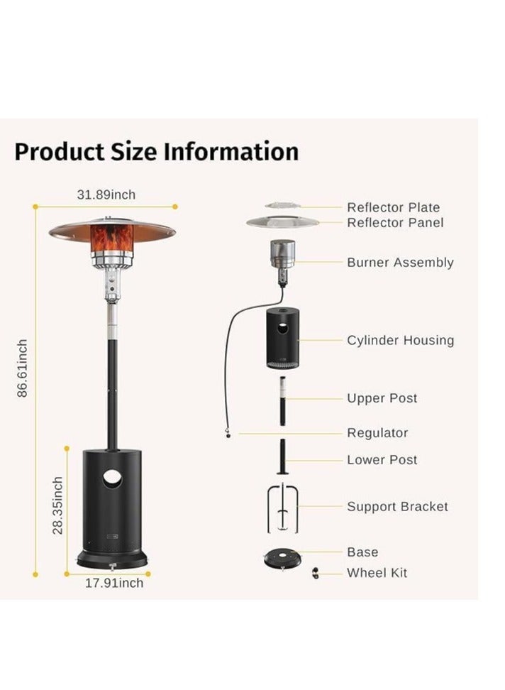Patio Heater – Double Layer Stainless Steel Outdoor Heater | Portable with Wheels | Triple Safety Protection | Ideal for Large Patios & Gardens - Image 3