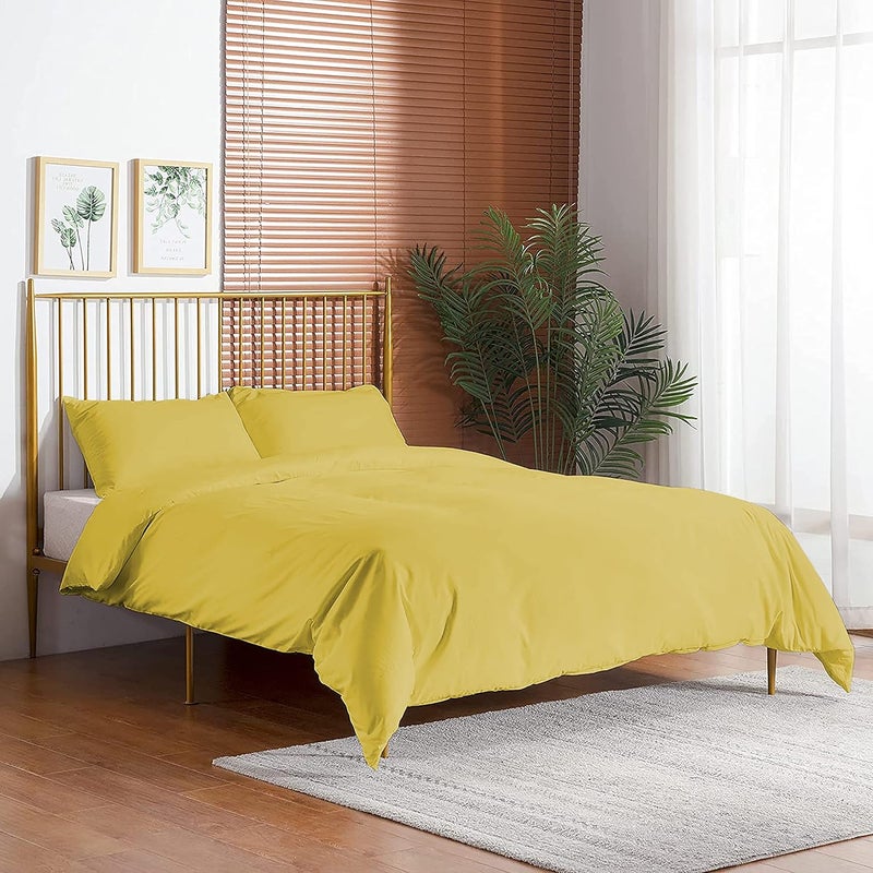 Day Care Impressible Super Soft Microfiber 3 Piece Duvet Cover Set Size 92X106 Inches And 2 Pillow Cover 300 TC 18X28 Inches King SizeGold - Image 2