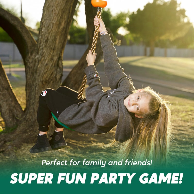 TURFEE Tree Swing for Kids - Single Disc Seat and Climbing Rope Set w/Carabiner & 4 Ft Strap - Treehouse and Outdoor Playground Accessories - Green ï»¿ - Image 5