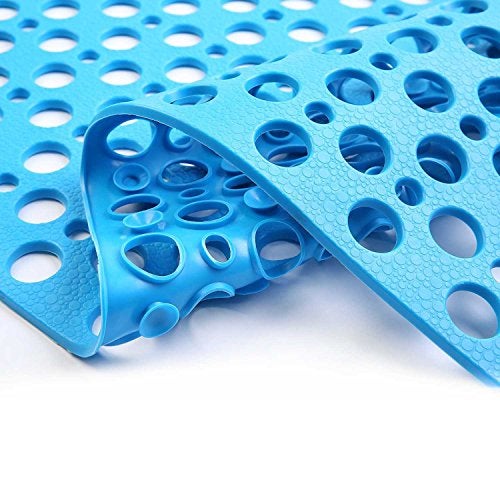 Mantto Nonslip Bathtub Mat Extra Soft TPE Bath Mat for Kids Machine Washable Bathroom Shower Mat SmoothNonTextured Tubs Only 30L x 17W Inch Lake Blue 