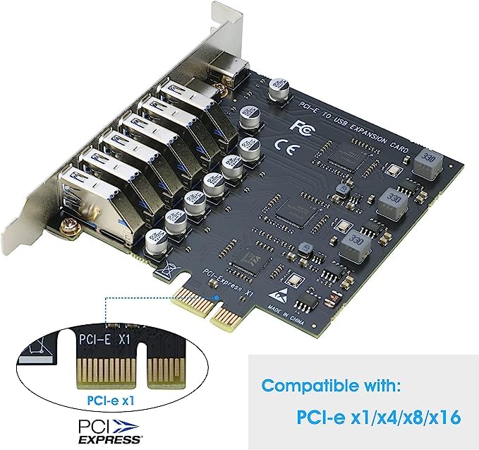 SaiRetail.Com USB3.0 PCIe Card, PCI-e to 2 Port USB Type C + 6 Port USB 3.0 Internal Expansion Card 5 Gbps - Image 2