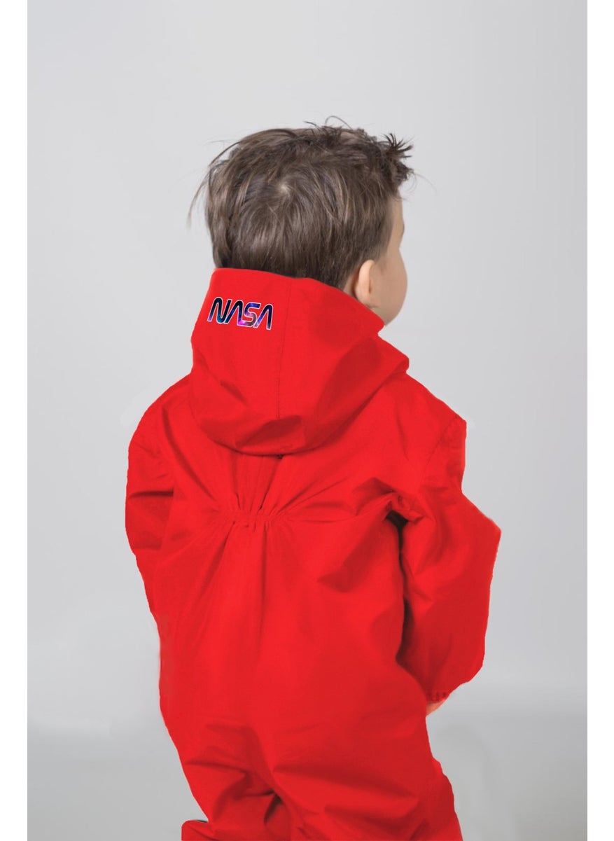 Belkızın Atölyesi - NASA Printed Red Waterproof Astronaut Jumpsuit - Image 1