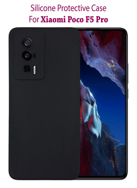 Silicone Protective Back Case Cover For Xiaomi Poco F5 Pro - Black