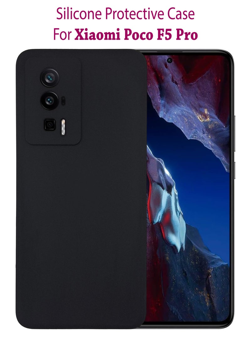 Silicone Protective Back Case Cover For Xiaomi Poco F5 Pro - Black