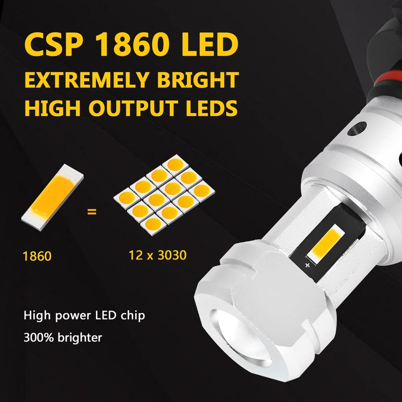 PHINLION 9006 Yellow Fog Light Bulbs 3800 Lumens Super Bright HB4 9006LL LED Bulb Replacement for Car Truck SUV Fog Lights or DRL Lamps, 3000K Golden Yellow - Image 2