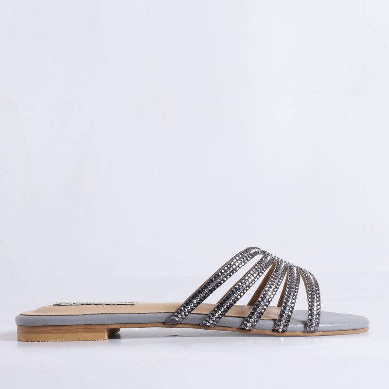 Crystalicious Warm Handcrafted Women Flats Sparkly Embellished Sandals For Work, Party Wedding - Image 4