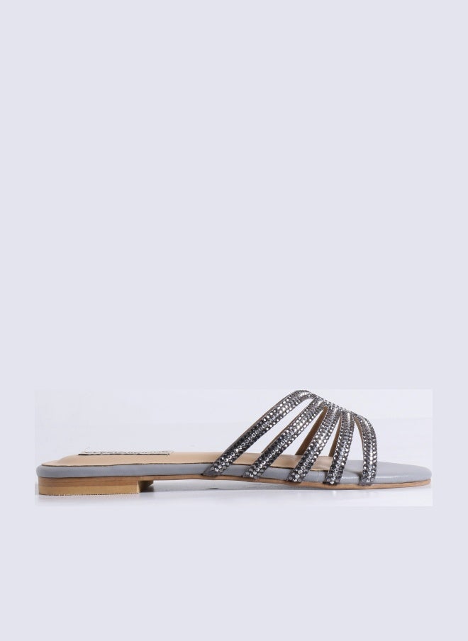 Crystalicious Warm Handcrafted Women Flats Sparkly Embellished Sandals For Work, Party Wedding - Image 1