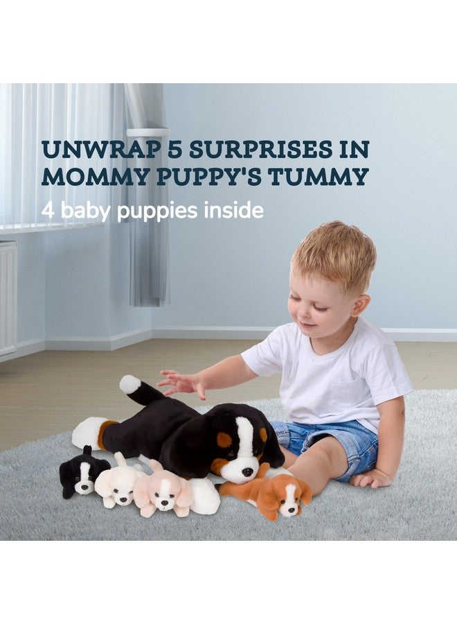 PixieCrush Dog Stuffed Animals For Girls Ages 3 8 Mommy Bernese Stuffed Dog With 4 Puppies Magical Dog Pillow Plushie Enchanting Puppy Surprise Toys - Image 2