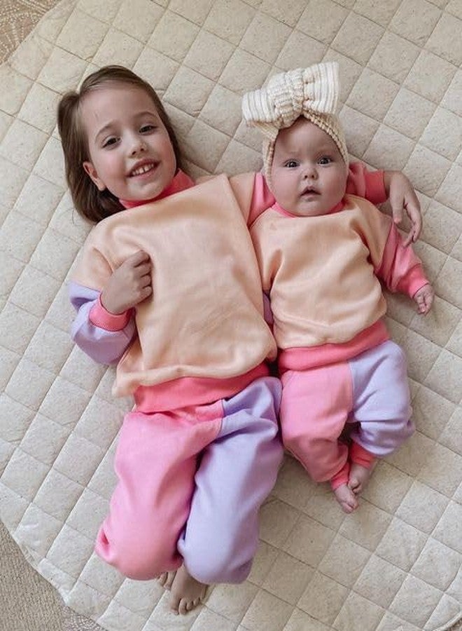 Fernvia Toddler Baby Girl Clothes 3 6 9 12 18 24 Months Fall Outfits Solid Long Sleeve Sweatshirt Tops + Pants Set (C-Purple Pink, 6-12 Months) - Image 3