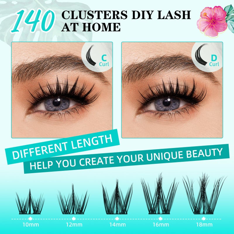 AMZGIRL LASH Lash Clusters Manga 140Pcs Eyelash Cluster Wet Look Ultra-Thin Lash Band Eyelashes Extensions Spiky Anime Wide Span Lashes(Puppy,C-Mix10-18mm) - Image 4