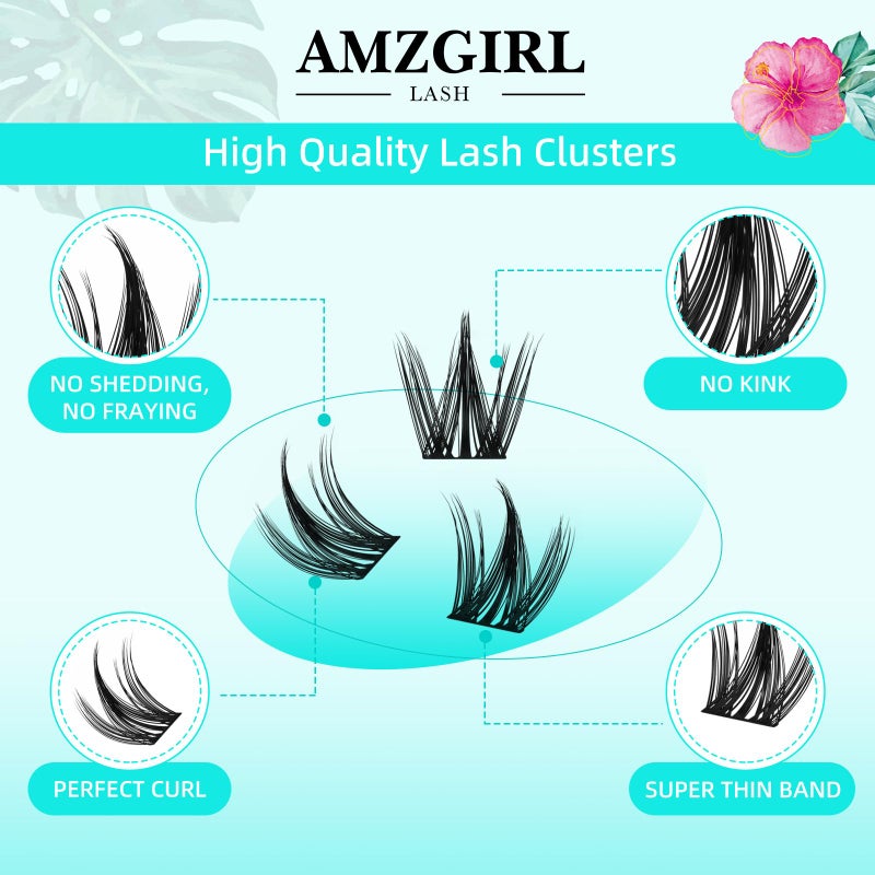 AMZGIRL LASH Lash Clusters Manga 140Pcs Eyelash Cluster Wet Look Ultra-Thin Lash Band Eyelashes Extensions Spiky Anime Wide Span Lashes(Puppy,C-Mix10-18mm) - Image 3