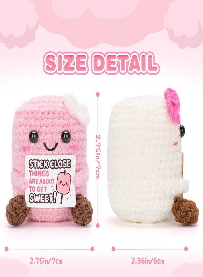 A AIFAMY 2PCS Pink and White Marshmallows Plush, Positive Crochet Doll, Funny Knitted Marshmallows for Best Friend Couple, Fun Emotional Gift Idea - Image 2
