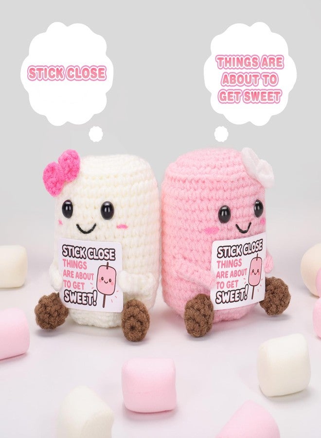 A AIFAMY 2PCS Pink and White Marshmallows Plush, Positive Crochet Doll, Funny Knitted Marshmallows for Best Friend Couple, Fun Emotional Gift Idea - Image 5