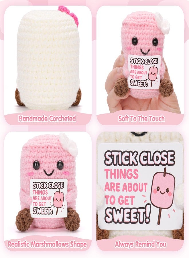 A AIFAMY 2PCS Pink and White Marshmallows Plush, Positive Crochet Doll, Funny Knitted Marshmallows for Best Friend Couple, Fun Emotional Gift Idea - Image 3