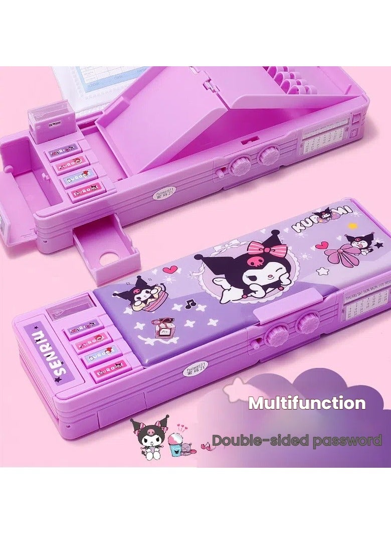 Kulomi combination lock stationery box, girls multifunctional large-capacity pencil case, primary school students cartoon anti-theft storage box - Image 2