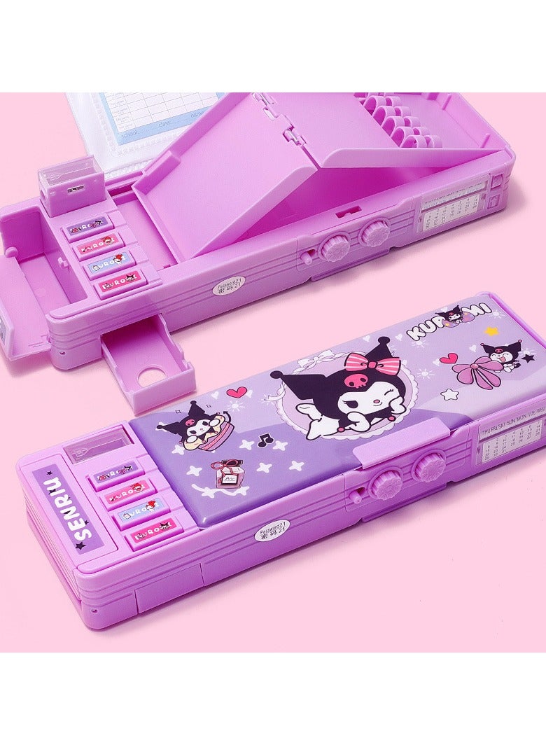 Kulomi combination lock stationery box, girls multifunctional large-capacity pencil case, primary school students cartoon anti-theft storage box - Image 1