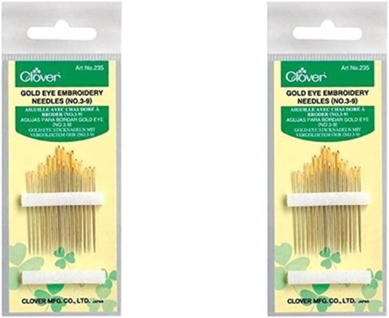 No. 3-9 Gold Eye Embroidery Needles, Pack of 16 (2 Pack)