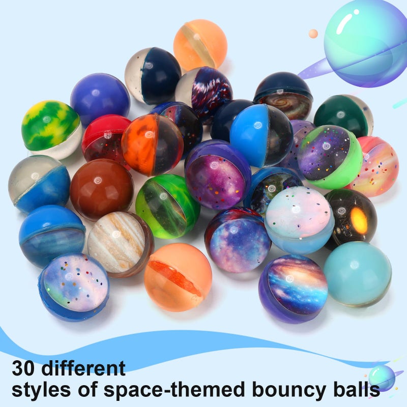 Pllieay 30PCS Galaxy Bouncy Balls, 32mmSpace Bouncy Balls Bulk, Space Party Favors Rubber Balls for Kids, Space Toys for Kids, Christmas Gift Bag Filling (30 Styles) - Image 3