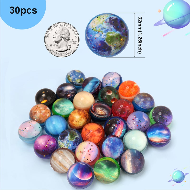 Pllieay 30PCS Galaxy Bouncy Balls, 32mmSpace Bouncy Balls Bulk, Space Party Favors Rubber Balls for Kids, Space Toys for Kids, Christmas Gift Bag Filling (30 Styles) - Image 2