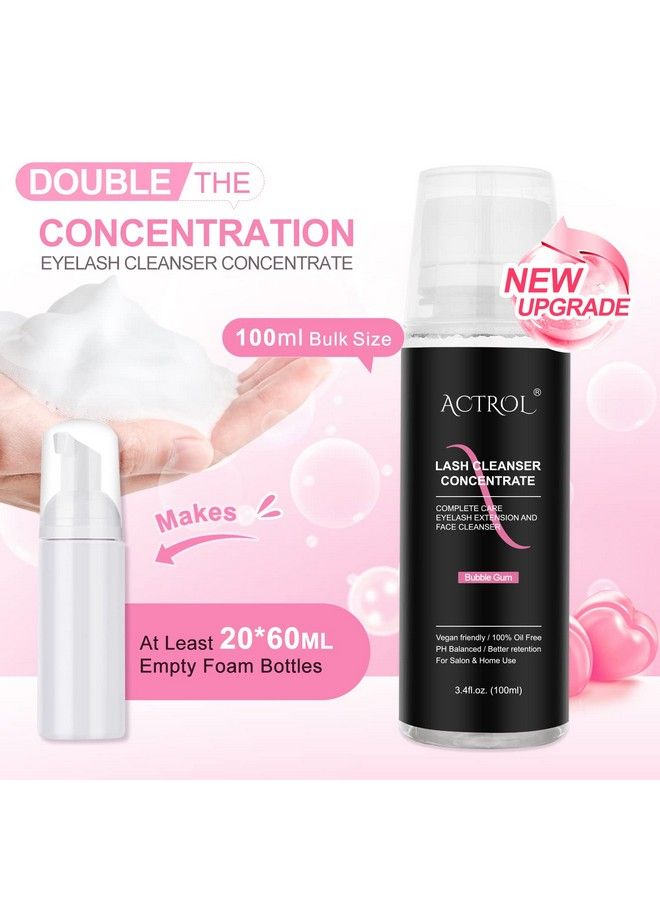 ACTROL Eyelash Cleanser Concentrate 100Ml Bubble Gum Professional Lash Shampoo Foaming Cleanser Diy Paraben & Sulfate Free Nonlrritating Wash For Extensions Lashes With Salon Home Caremakes 20 Bottles - Image 4