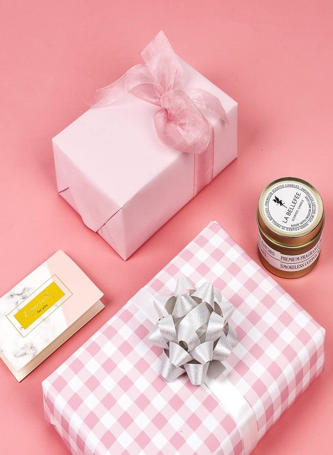 WRAPAHOLIC Reversible Wrapping Paper - Mini Roll - 17 Inch X 33 Feet - Pink and White Plaid Design for Birthday, Holiday, Wedding, Baby Shower - Image 5