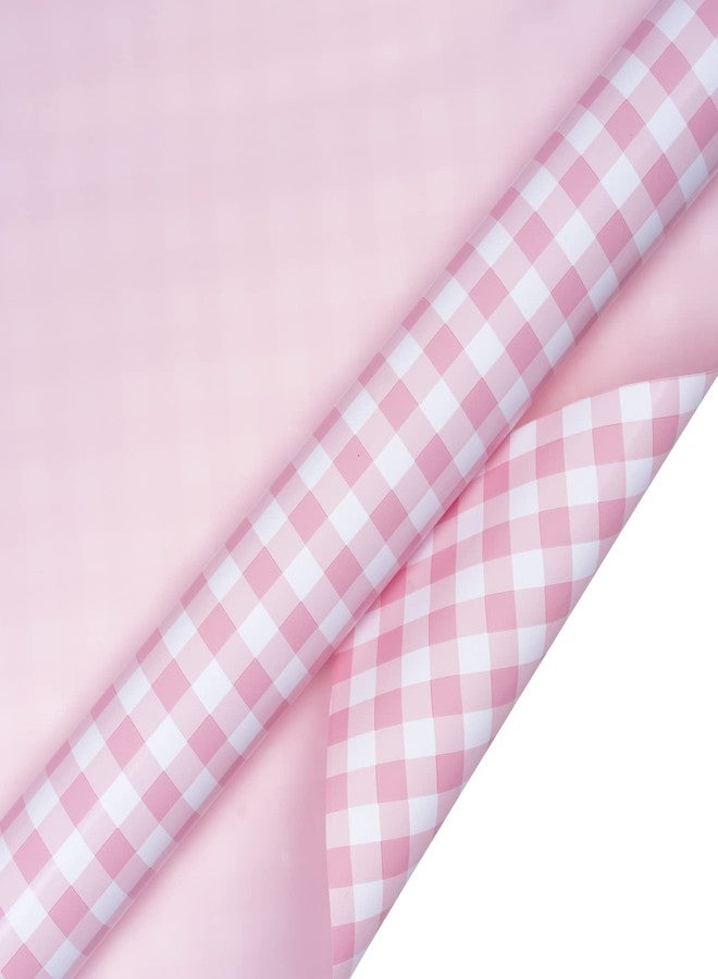 WRAPAHOLIC Reversible Wrapping Paper - Mini Roll - 17 Inch X 33 Feet - Pink and White Plaid Design for Birthday, Holiday, Wedding, Baby Shower - Image 3