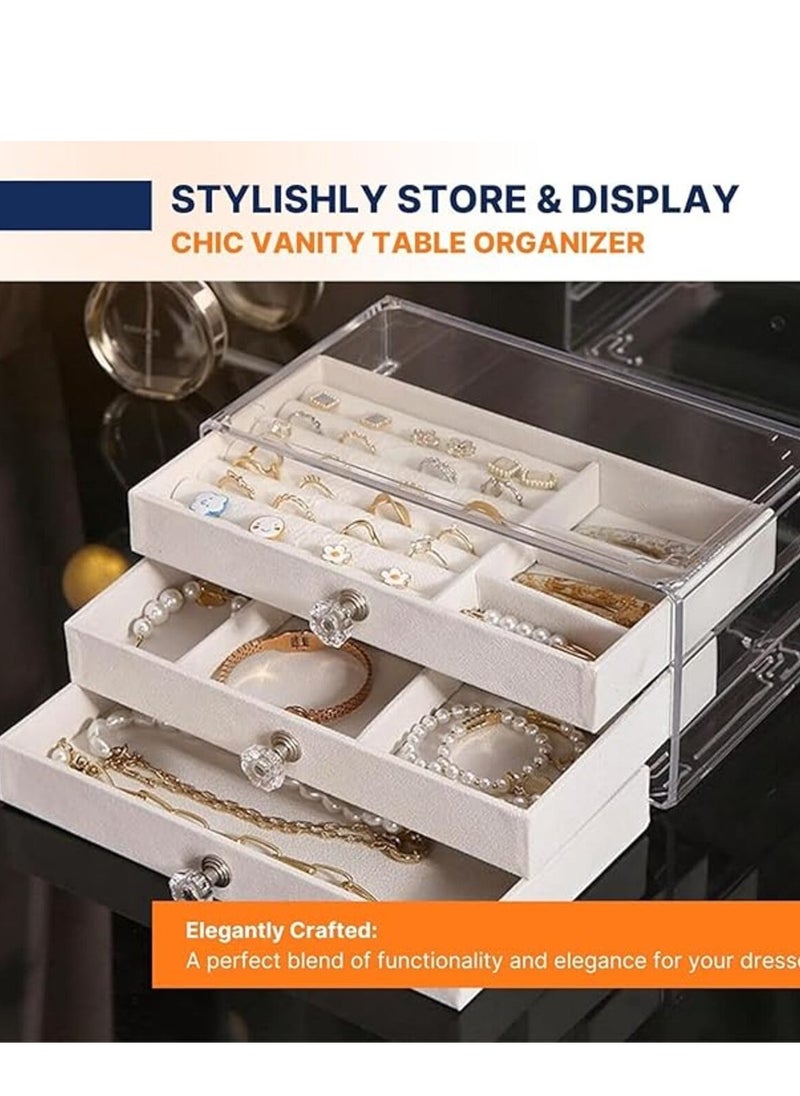 KCDMBUE Multi-functional Jewelry Storage Boxes  Jewelry Storage Box Organizer for Women and Girls, Multi-Functional Flannelette Tray Case for Earrings, Rings, Necklaces, and Bracelets  - Image 3