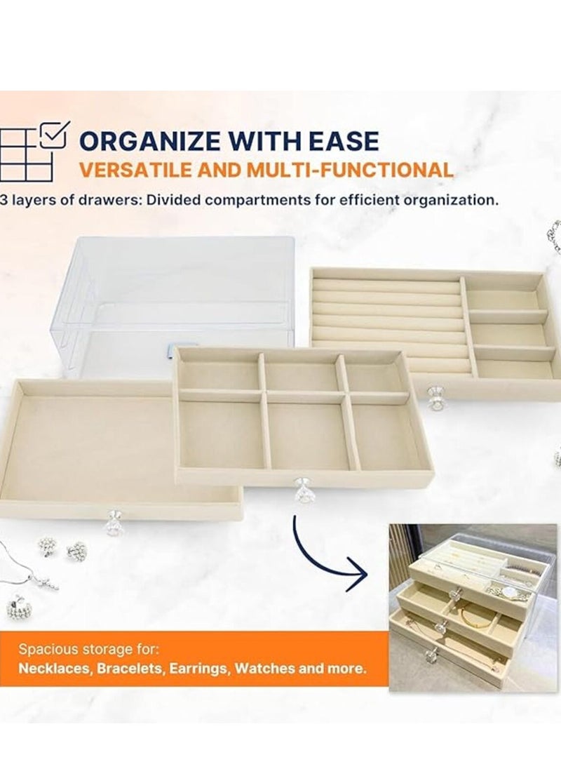 KCDMBUE Multi-functional Jewelry Storage Boxes  Jewelry Storage Box Organizer for Women and Girls, Multi-Functional Flannelette Tray Case for Earrings, Rings, Necklaces, and Bracelets  - Image 5