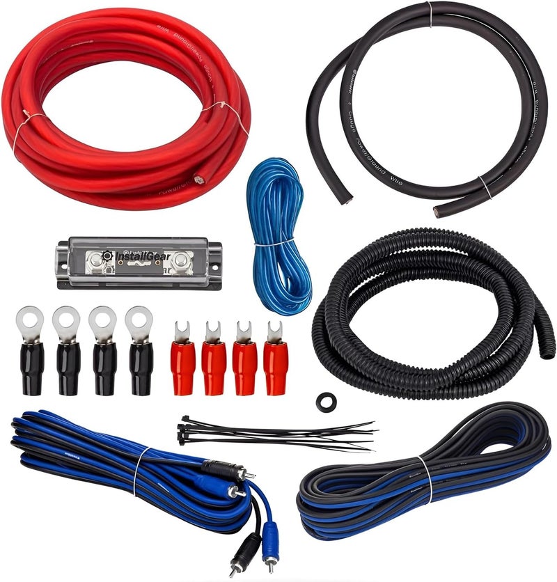InstallGear 4 Gauge Amp Wiring Kit by - Complete Subwoofer Wiring Kit with Power, Ground, RCA Cables - Soft Touch CCA Cable Set for Amplifier Installation - 17ft Length - Image 1