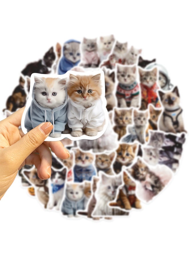 NIBEMINENT 50 Pcs Cartoon Cats Deco Kit Waterproof Stickers, High Definition Printing Bright Colors, Suitable for Laptop Skateboard Luggage Water Bottle Guitar DIY - Image 3