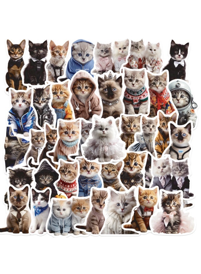 NIBEMINENT 50 Pcs Cartoon Cats Deco Kit Waterproof Stickers, High Definition Printing Bright Colors, Suitable for Laptop Skateboard Luggage Water Bottle Guitar DIY - Image 1