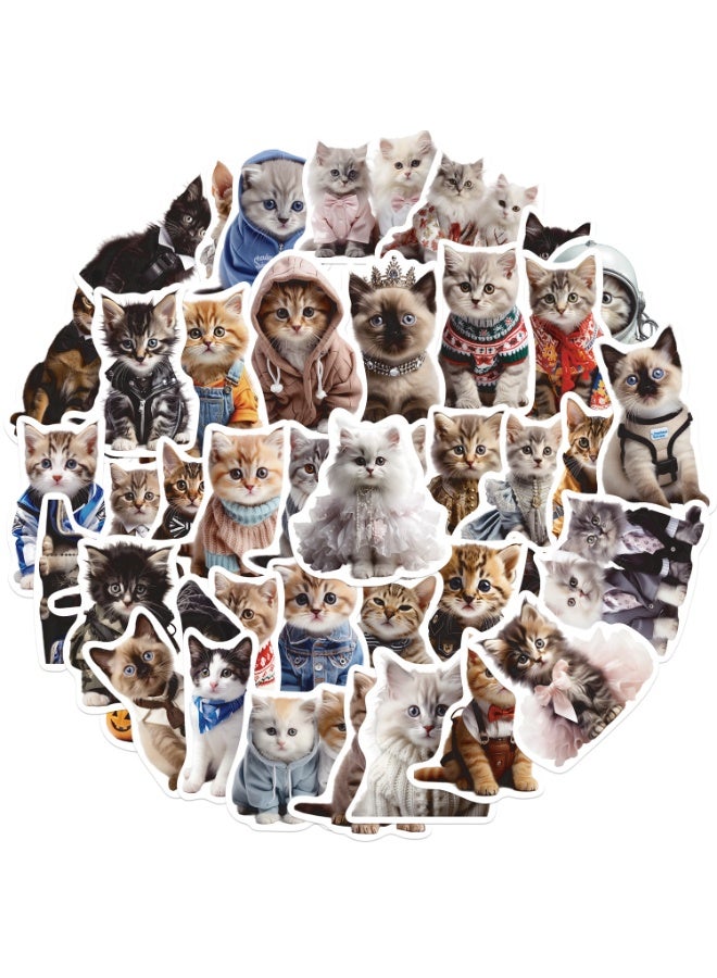 NIBEMINENT 50 Pcs Cartoon Cats Deco Kit Waterproof Stickers, High Definition Printing Bright Colors, Suitable for Laptop Skateboard Luggage Water Bottle Guitar DIY - Image 2
