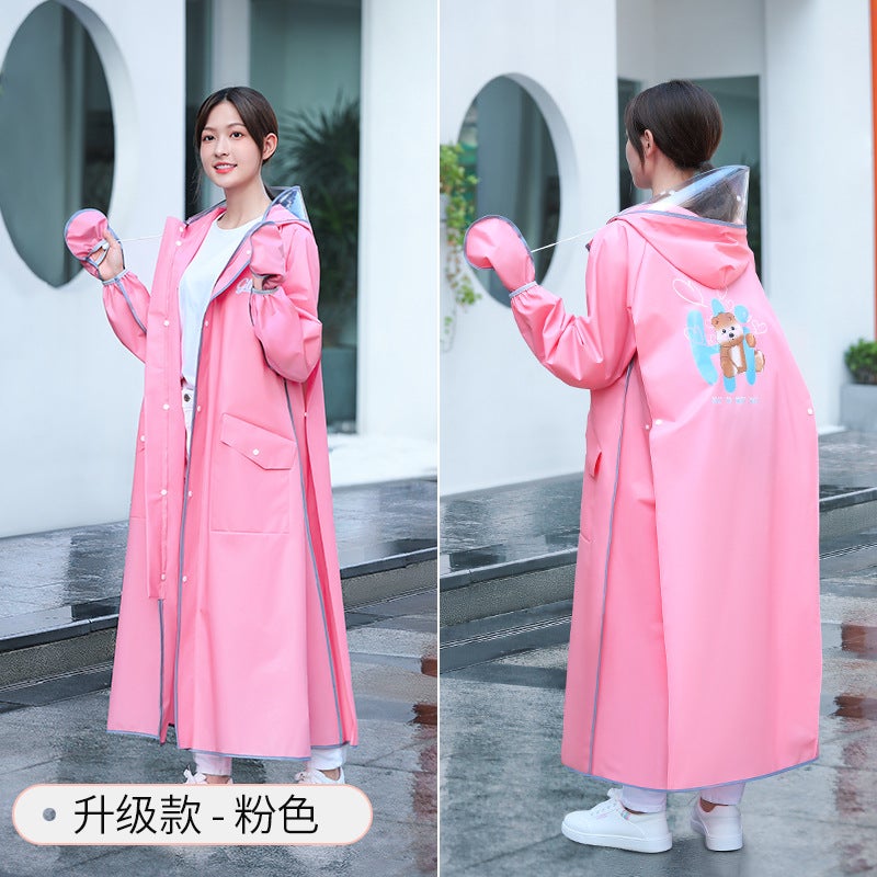 Generic Non-disposable eva raincoat female electric car battery car special raincoat conjoined adult full body poncho wholesale Pink-upgraded [with gloves]] 