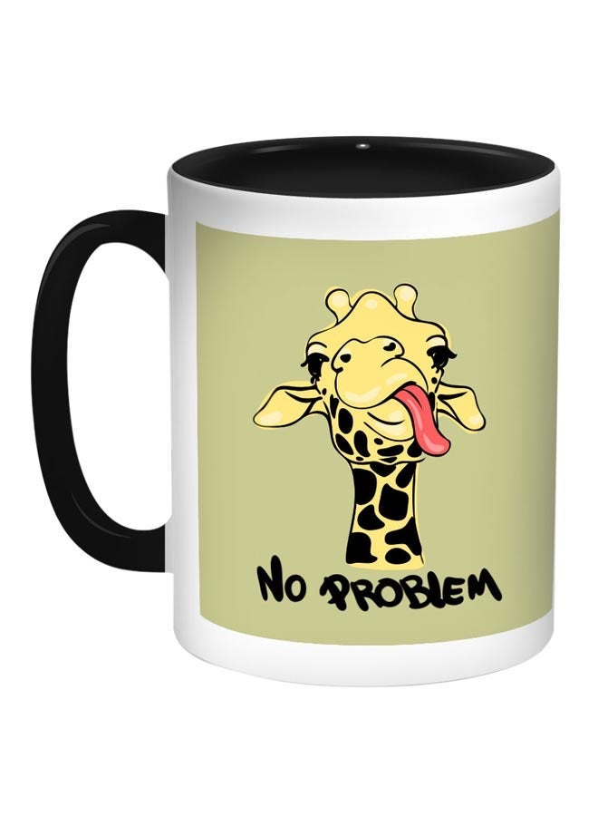 Giraffe No Problem Printed Coffee Mug Green/Black/Yellow 11ounce