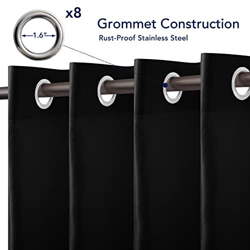 PureFit Outdoor Curtains for Patio Waterproof Weatherproof, UV and Fade Resistant Outside Curtains for Gazebo, Front Porch, Pergola, Sun Blocking Privacy Curtain, 52W x 84L inch, 1 Panel, Black - Image 4