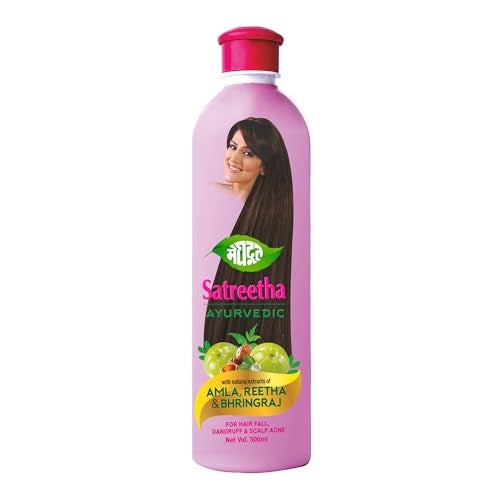 Meghdoot Ayurvedic Satreetha Shampoo Enriched With Natural Extracts of Amla, Reetha & Bhringraj For Hair Fall Control & Scalp Acne, Healthy & Strong Hair, Men & Women 400ml (Pack of 1) - Image 1