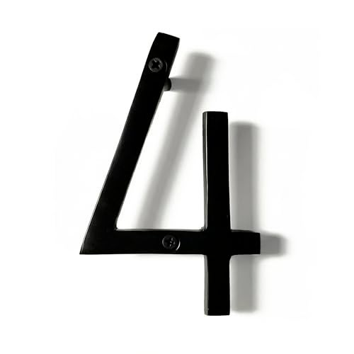 NACH Floating House Numbers, 8 inch Aluminum Black House Numbers for Outside - Number 4, Door Numbers with Mounting Hardware - Image 1