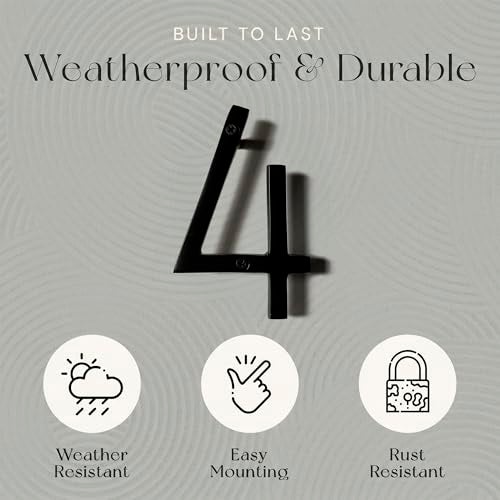 NACH Floating House Numbers, 8 inch Aluminum Black House Numbers for Outside - Number 4, Door Numbers with Mounting Hardware - Image 4