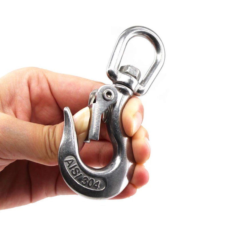 SeeRaphee 304 Stainless Steel Swivel Eye Lifting Hook American Type Safety Hook Rigging Accessory with Round Eye Working Load 650 KG 5/16" - Image 4