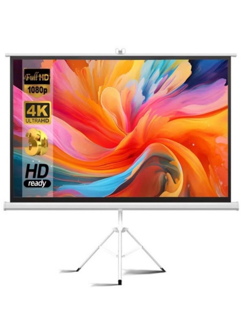 ايتي لايف شاشة بروجكتر 4K محمولة مقاس 72 بوصة 16:9 مع حامل ثلاثي القوائم - شاشة عرض بروجكتر مصنوعة من مادة الألياف الزجاجية البيضاء، للاستخدام في الأماكن الخارجية والداخلية  - Image 1